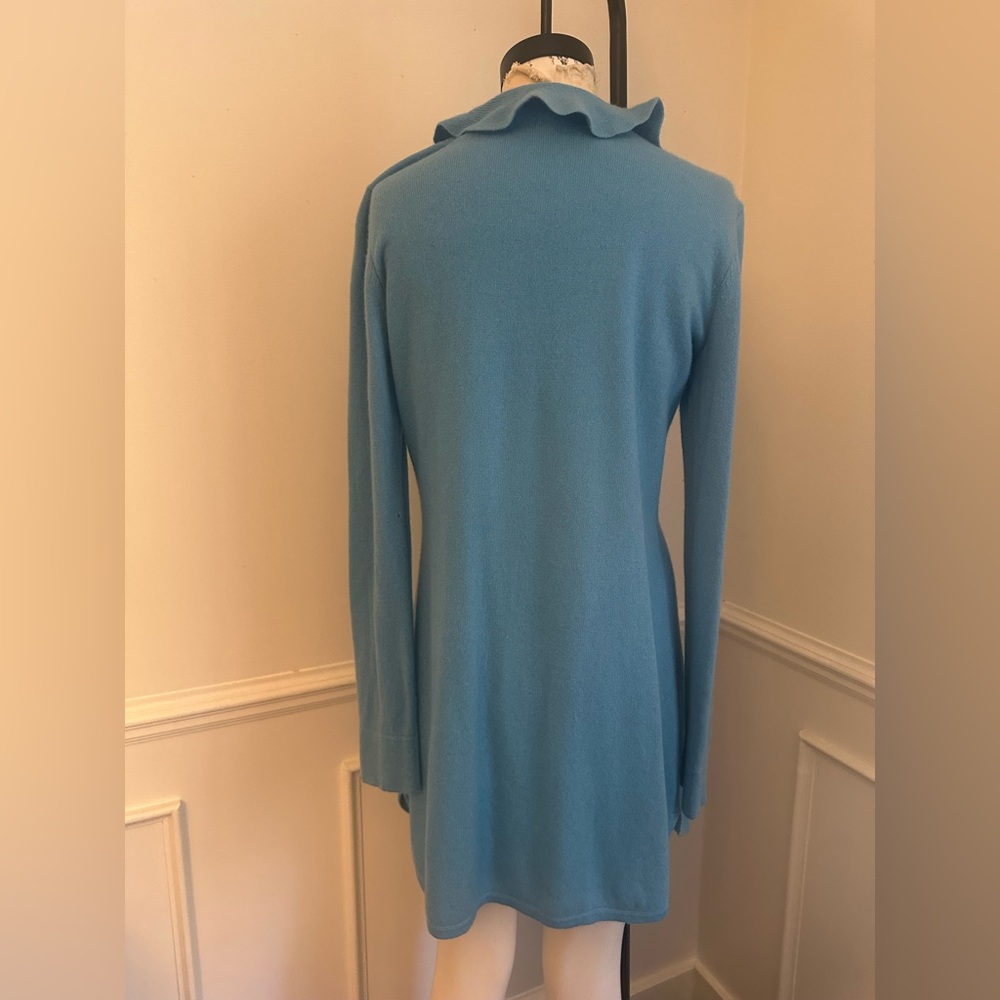 Magaschoni Blue Ruffled Cardigan - Picture 7 of 9
